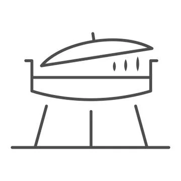 Barbecue grill thin line icon, bbq concept, brazier sign on white background Stock Illustration