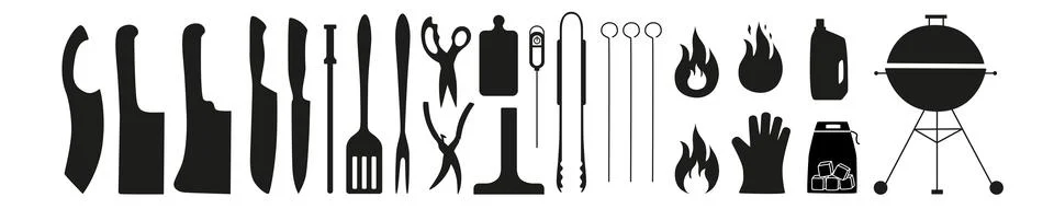 Barbecue, grill tools set. Vector stock illustration isolated on white Stock Illustration