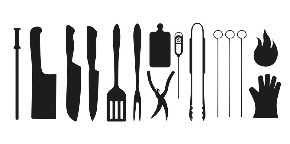 Barbecue, grill tools set. Vector stock illustration isolated on white Stock Illustration