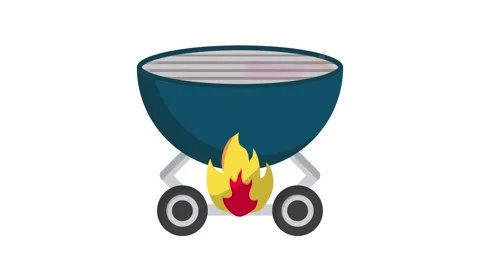 A barbecue grill with two fish cooking on it, surrounded by smoke and outdo.. Stock Footage 332457583