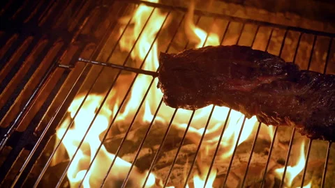 Barbecue grilling beef steak. Stock Footage 135607430