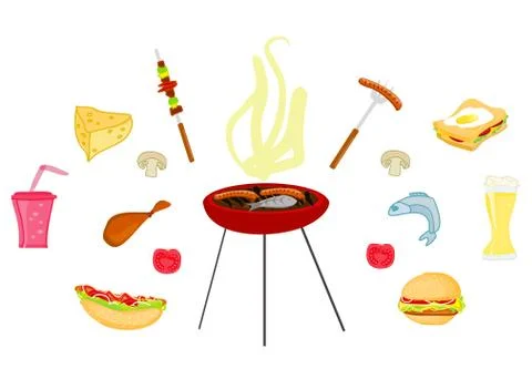 Barbecue icon set Illustrazione stock