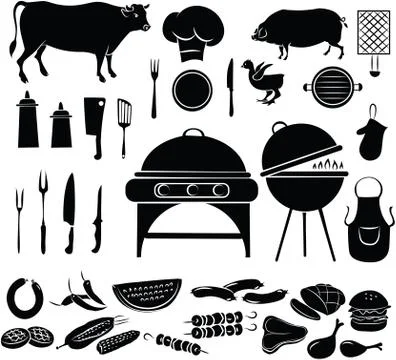 Barbecue icon set 스톡 일러스트