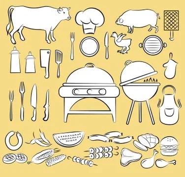 Barbecue icon set 스톡 일러스트