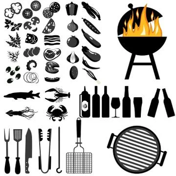 Barbecue icon set Stock Illustration