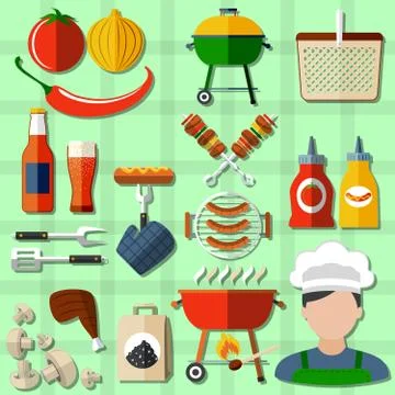 Barbecue Icons Set Illustrazione stock