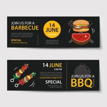 Barbecue invitation party template flat design set Illustrazione stock