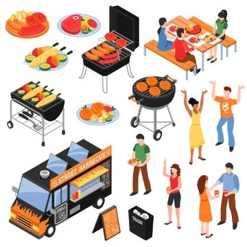 Barbecue Isometric Set Stock Illustration