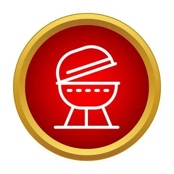 Barbecue kettle grill icon button for cooking Stock Illustration
