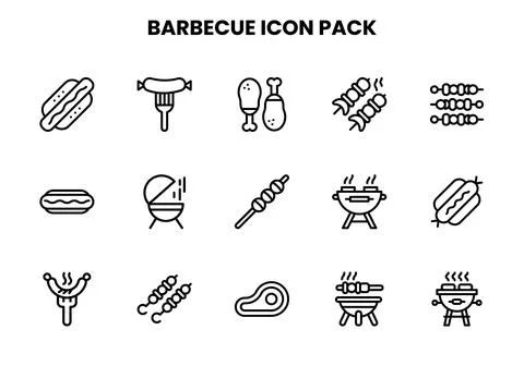 Barbecue Line Graphics Icons Pack Stock Illustration