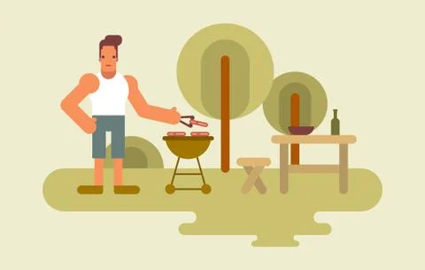 Barbecue man Stock Illustration