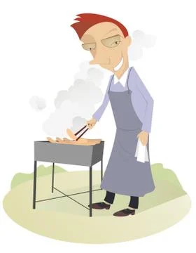 Barbecue, man isolated Stock Illustration
