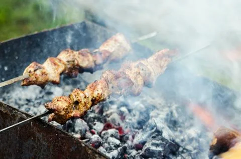 Barbecue meat BBQ brazier Stock Photos