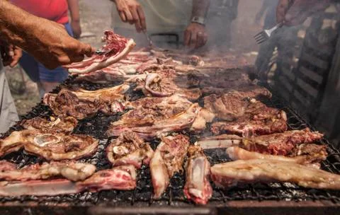 Barbecue with meat. Stock Photos