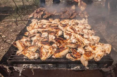 Barbecue with meat. Stock Photos