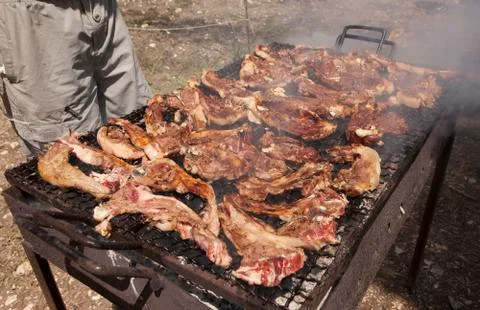 Barbecue with meat. Stock Photos