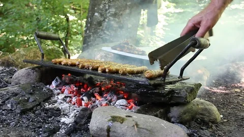 Barbecue in nature Stock Footage 77905036