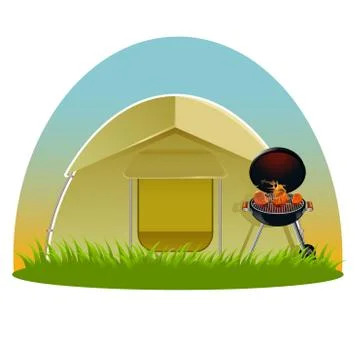 Barbecue on the nature Stock Illustration
