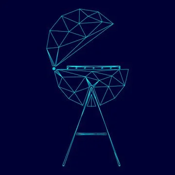 Barbecue or grill low poly triangulation triangulated polygonal electric cyan Stock Illustration