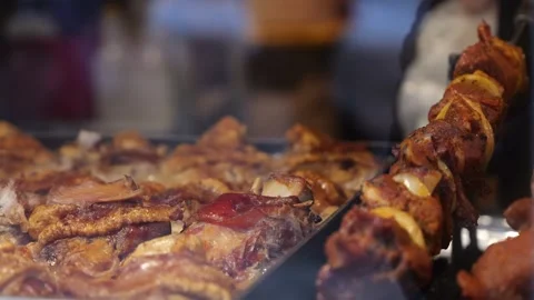 Barbecue outside the restaurant window Stock Footage 260087606