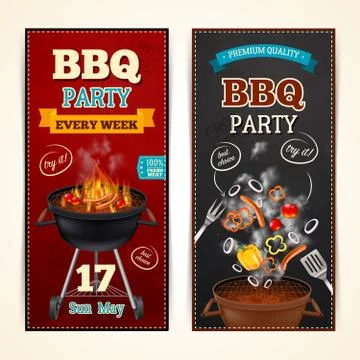 Barbecue Party Banners Set Ilustración de archivo