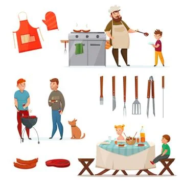 Barbecue Party Icon Set Stock Illustration
