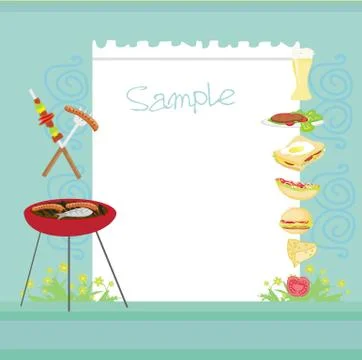 Barbecue Party Invitation with copy space Stock Illustration