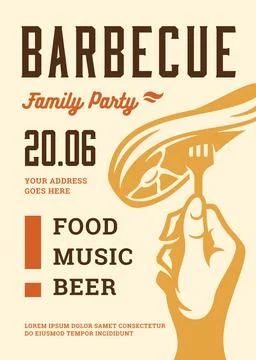 Barbecue party invitation vector flyer or poster design template Stock Illustration