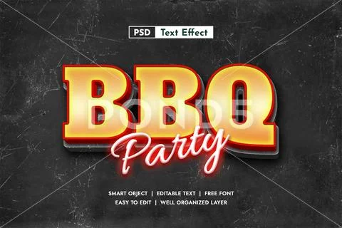 Barbecue Party Text Effect Plantilla PSD