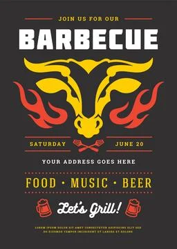 Barbecue party vector flyer or poster design template Stock Illustration