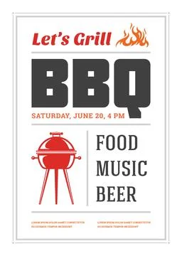 Barbecue party vector flyer or poster design template Stock Illustration