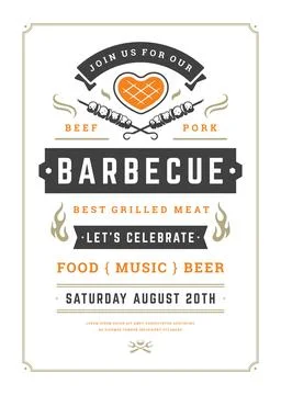Barbecue party vector flyer or poster design template Stock Illustration