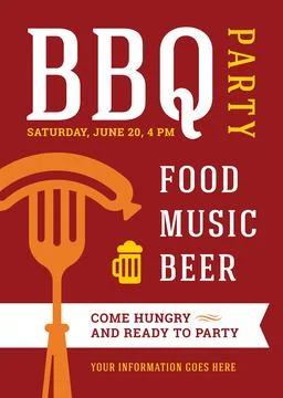 Barbecue party vector flyer or poster design template Stock Illustration