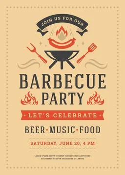 Barbecue party vector flyer or poster design template Stock Illustration