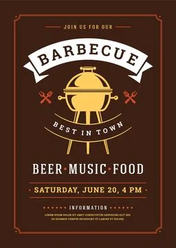 Barbecue party vector flyer or poster design template. Stock Illustration