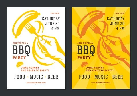 Barbecue party vector flyer or poster design template. Stock Illustration