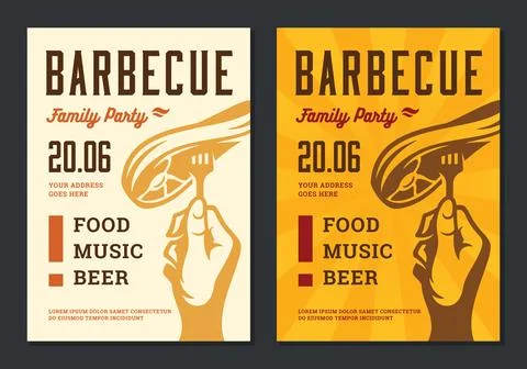 Barbecue party vector flyer or poster design template Stock Illustration