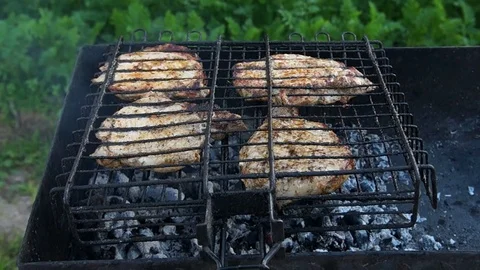 Barbecue from pig Stock Footage 77785420