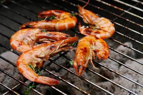 Barbecue prawns Stock Photos
