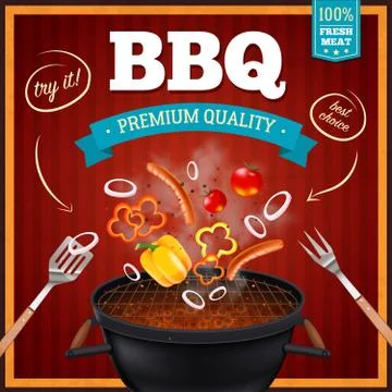 Barbecue Realistic Poster Ilustración de archivo