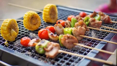 Barbecue on roaster. Stock Photos