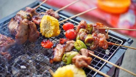 Barbecue on roaster. Foto stock