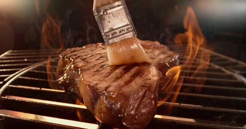Barbecue sauce application on meat 스톡 동영상 311831612