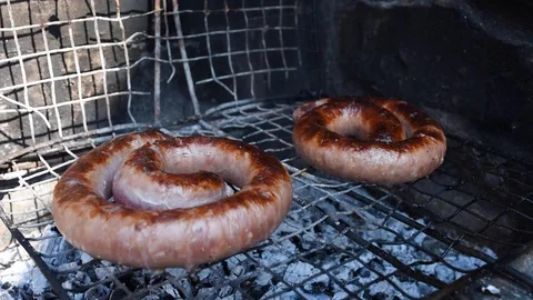 Barbecue sausages Stock Footage 128798228