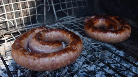 Barbecue sausages Video stock 128798296