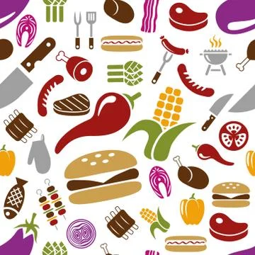 Barbecue seamless pattern Stock Illustration