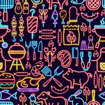 Barbecue Seamless Pattern Stock Illustration