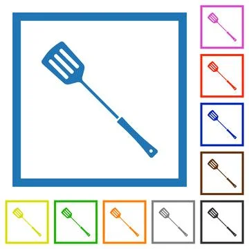 Barbecue spatula solid flat framed icons Stockillustratie