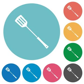 Barbecue spatula solid flat round icons Stock Illustration