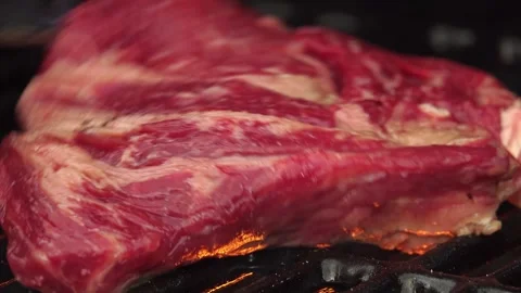 Barbecue steak fried on the grill Stock-Footage 245477599